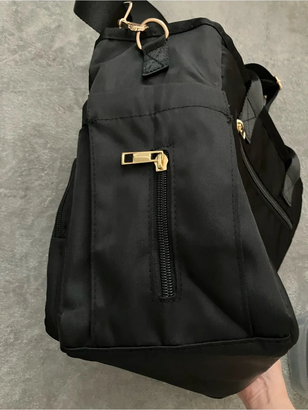 Black Quilted Large Insulated Lunch Bag